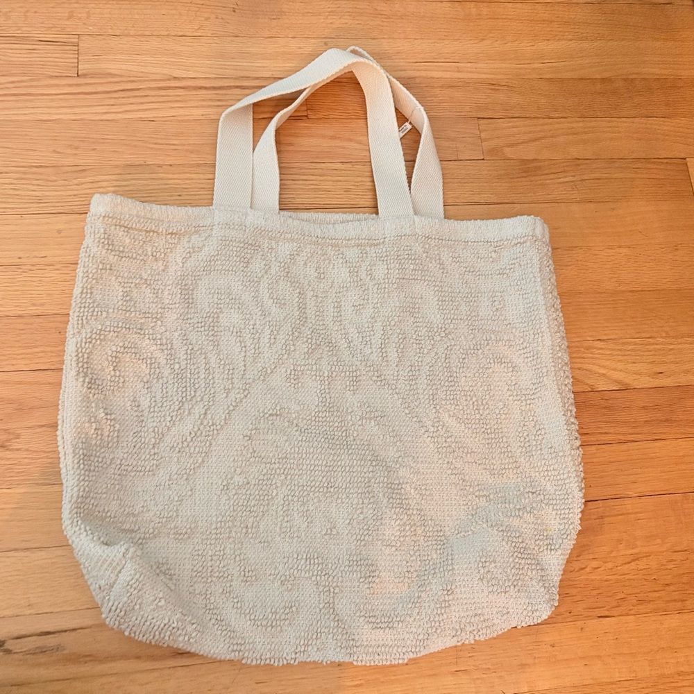 Anthropologie large Oversized Woven Cotton Tote Raj Neutral 19x17.5